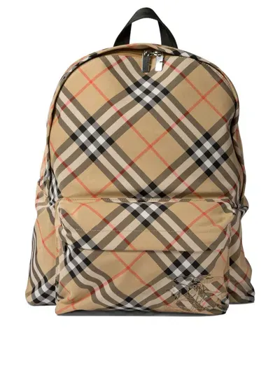 Burberry Check Backpack Bags In Beige