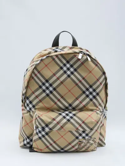 Burberry Check Backpack In Beige