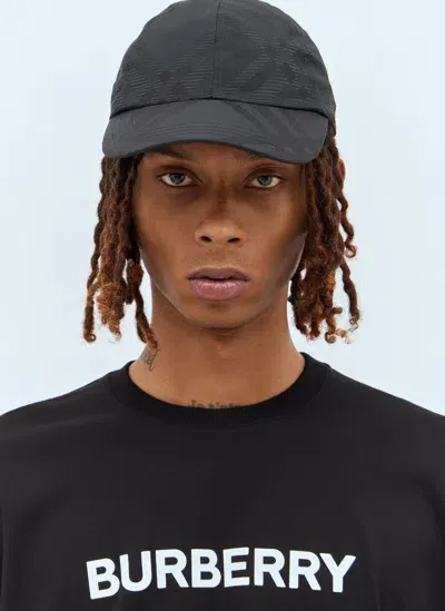 Burberry Check Baseball Cap In Black