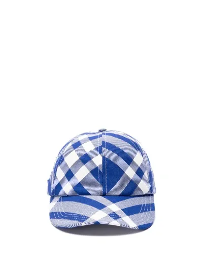 Burberry Check Baseball Cap Hats Blue