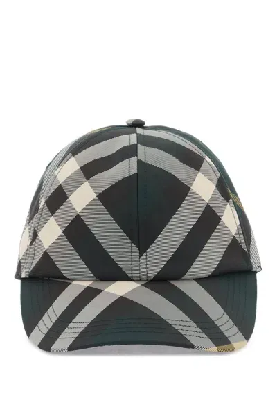 Burberry Check Baseball Cap In Green