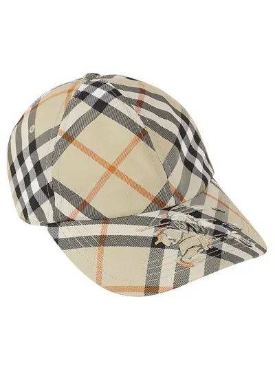 Burberry Check Baseball Cap In Light Sage