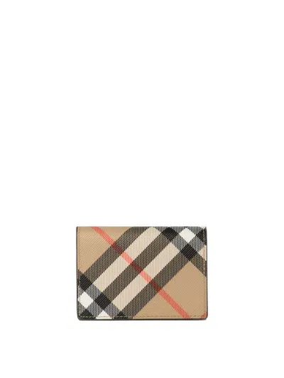 Burberry "check" Bi-fold Card Holder In Beige