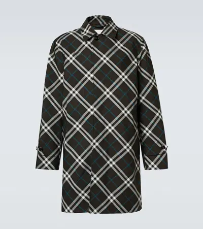 Burberry Check Car Coat In Green