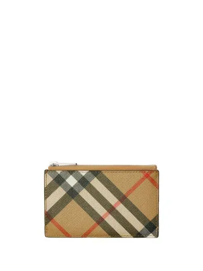 Burberry Check Card Case In Beige