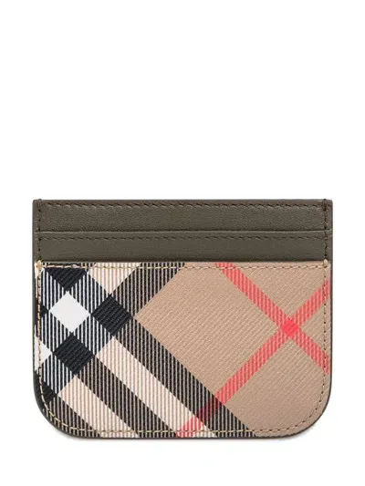 Burberry Check Card Case In Beige