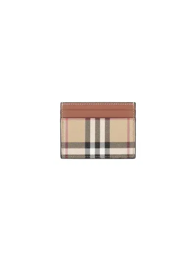 Burberry Check Card Holder In Beige