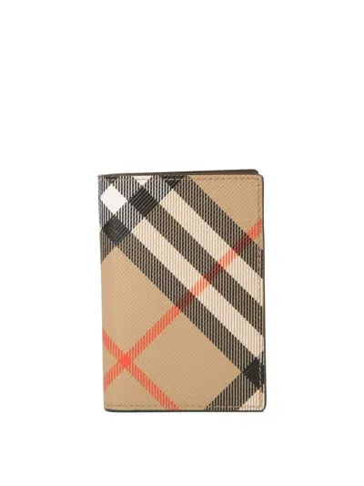 Burberry "check" Card Holder In Beige