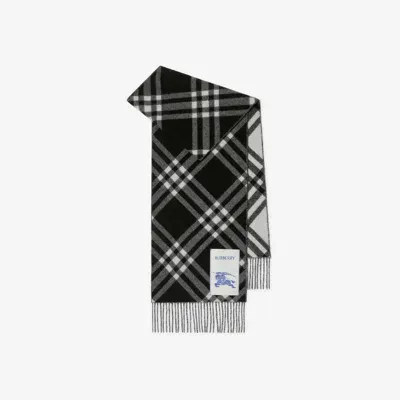 Burberry Check Cashmere Scarf In Black