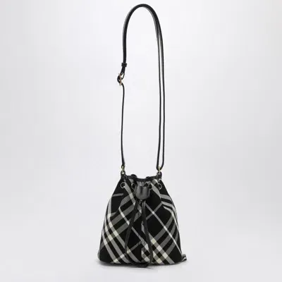 Burberry Check Pattern Drawstring Clutch Bag In Black