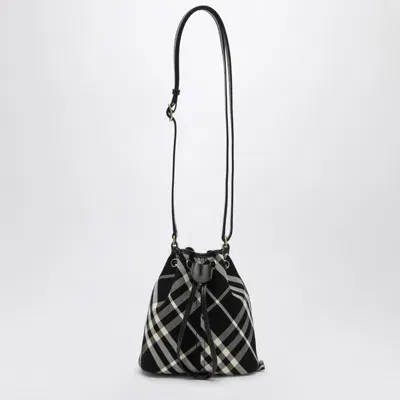 Burberry Check Clutch Shoulder Bag With Drawstring In Black