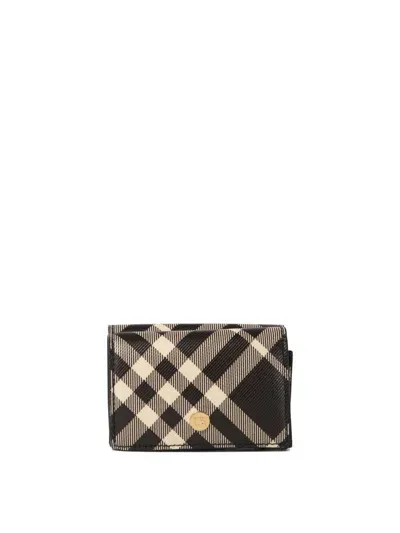 Burberry Women's "check" Compact Wallet In Black