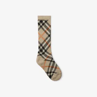 Burberry Check Cotton Blend Socks In Sand