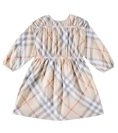 Burberry Kids'  Check Cotton Dress In Beige