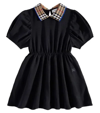 Burberry Kids'  Check Cotton Dress In Black