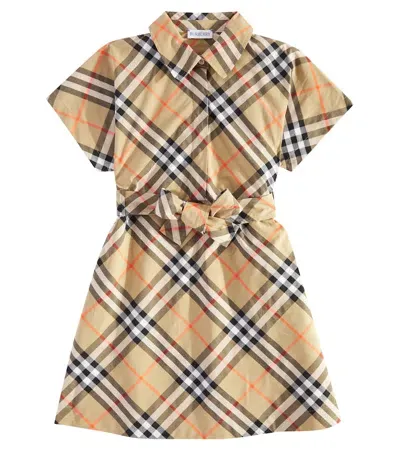 Burberry Kids'  Check Cotton Poplin Dress In Beige