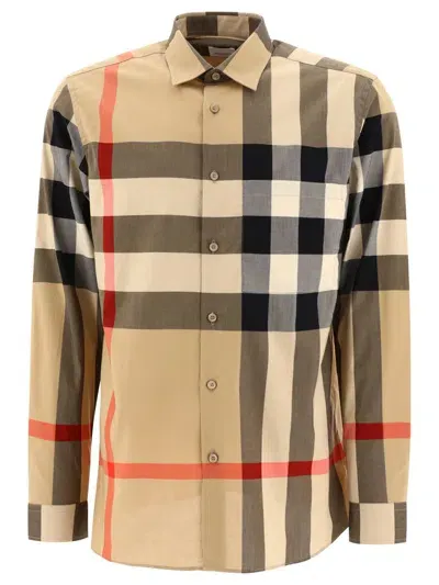 Burberry Women's "check" Cotton Shirt In Neutrals