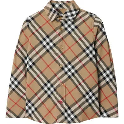 Burberry Kids'  Check Cotton Shirt In Sand