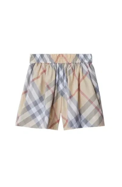 Burberry Kids'  Check Cotton Shorts In Pale Stone