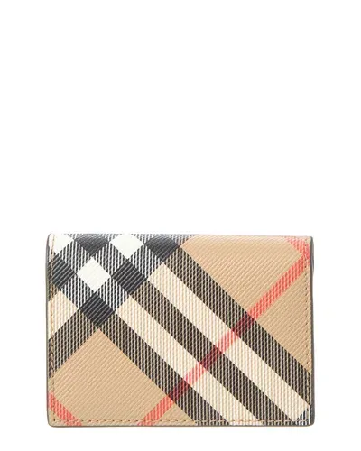 Burberry Check E-canvas Folding Card Case In Brown