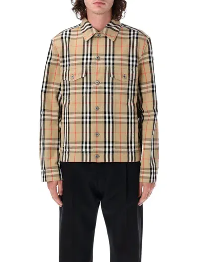 Burberry Check Jacket In Brown