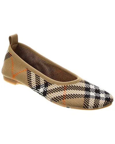 Burberry Check Baby Ballerinas In Cream