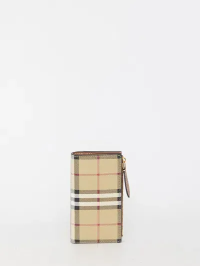 Burberry Check Medium Bi-fold Wallet In Beige