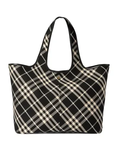 Burberry Check Medium Shoulder Bags In Black