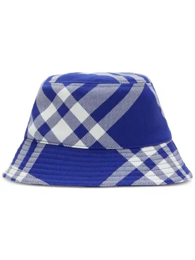 Burberry Check Motif Bucket Hat In Blue