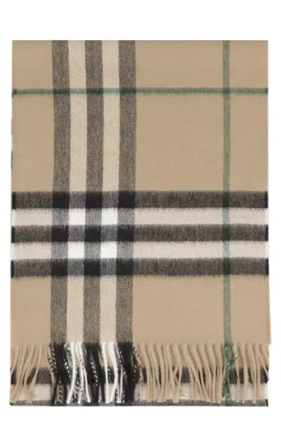 Burberry Check Motif Scarf In Beige