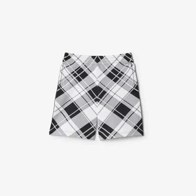 Burberry Check Nylon Blend Shorts In Monochrome