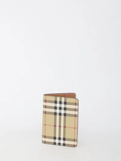 Burberry Check Passport Holder In Beige