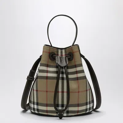 Burberry Check Pattern Mini Bucket Bag In Green