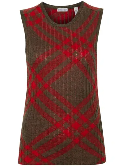 Burberry Check-pattern Top In Rot