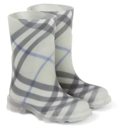 Burberry Kids'  Check Rain Boots In Grey Mixed