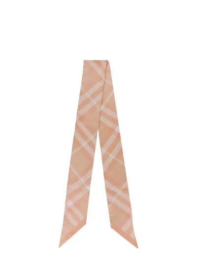 Burberry Check Scarf In Peach