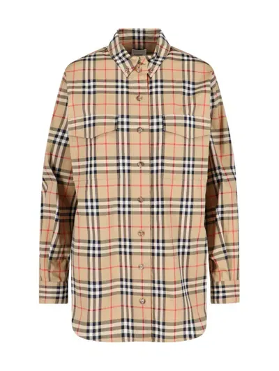 Burberry 'check' Shirt In Beige