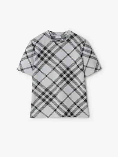 Burberry Check Stretch Cotton-blend T-shirt In White