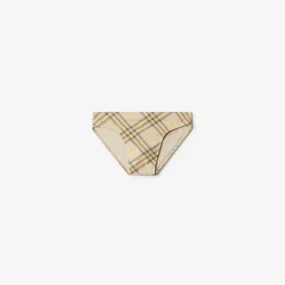 Burberry Check Swim Briefs In Wheat