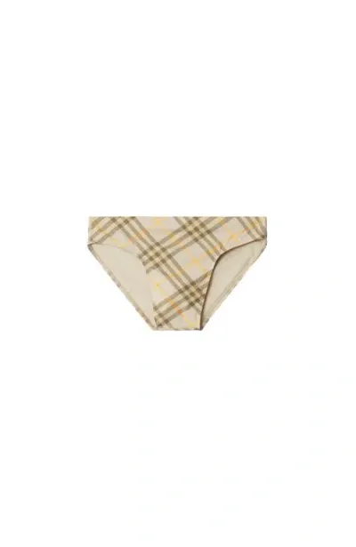 Burberry Check Swim Briefs In Wheat