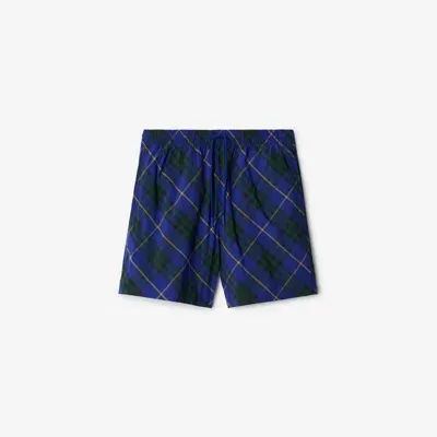 Burberry Check Swim Shorts In Bright Navy