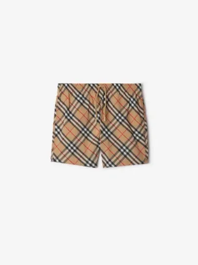 Burberry Check Swim Shorts In Beige