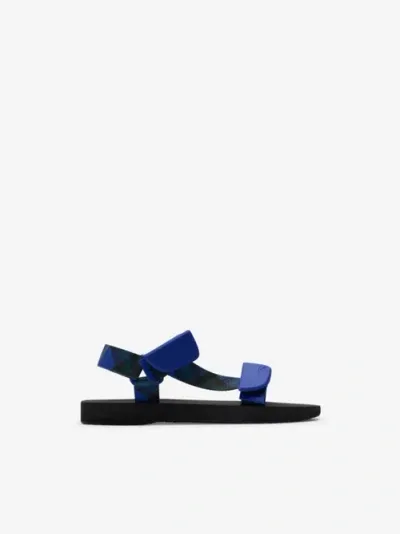 Burberry Check Trek Sandals In Bright Navy