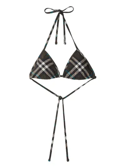 Burberry Check Triangle Bikini Top In Green