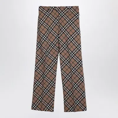 Burberry Check Trousers In Blend In Cream