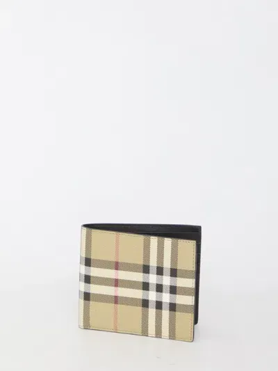 Burberry Check Wallet In Grey