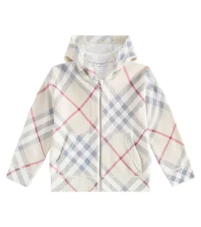 Burberry Kids'  Check Wool Hoodie In Beige