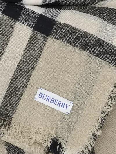 Burberry Check Wool Scarf In Brown