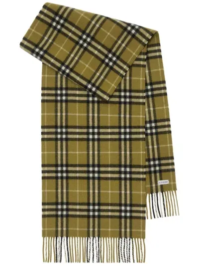 Burberry Checked Cashmere Scarf In Green