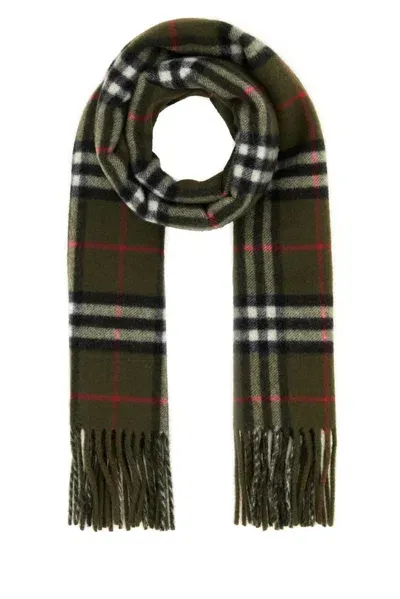 Burberry Checked Fringed Scarf In Multicolor